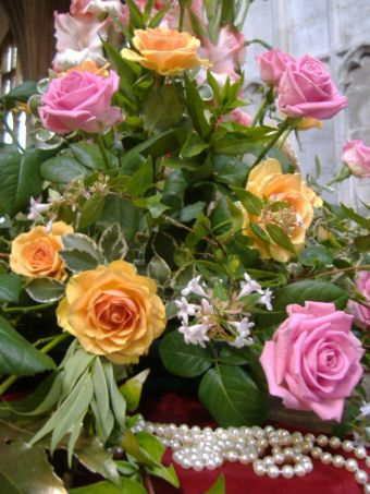 Rose arrangement at Croyland Abbey