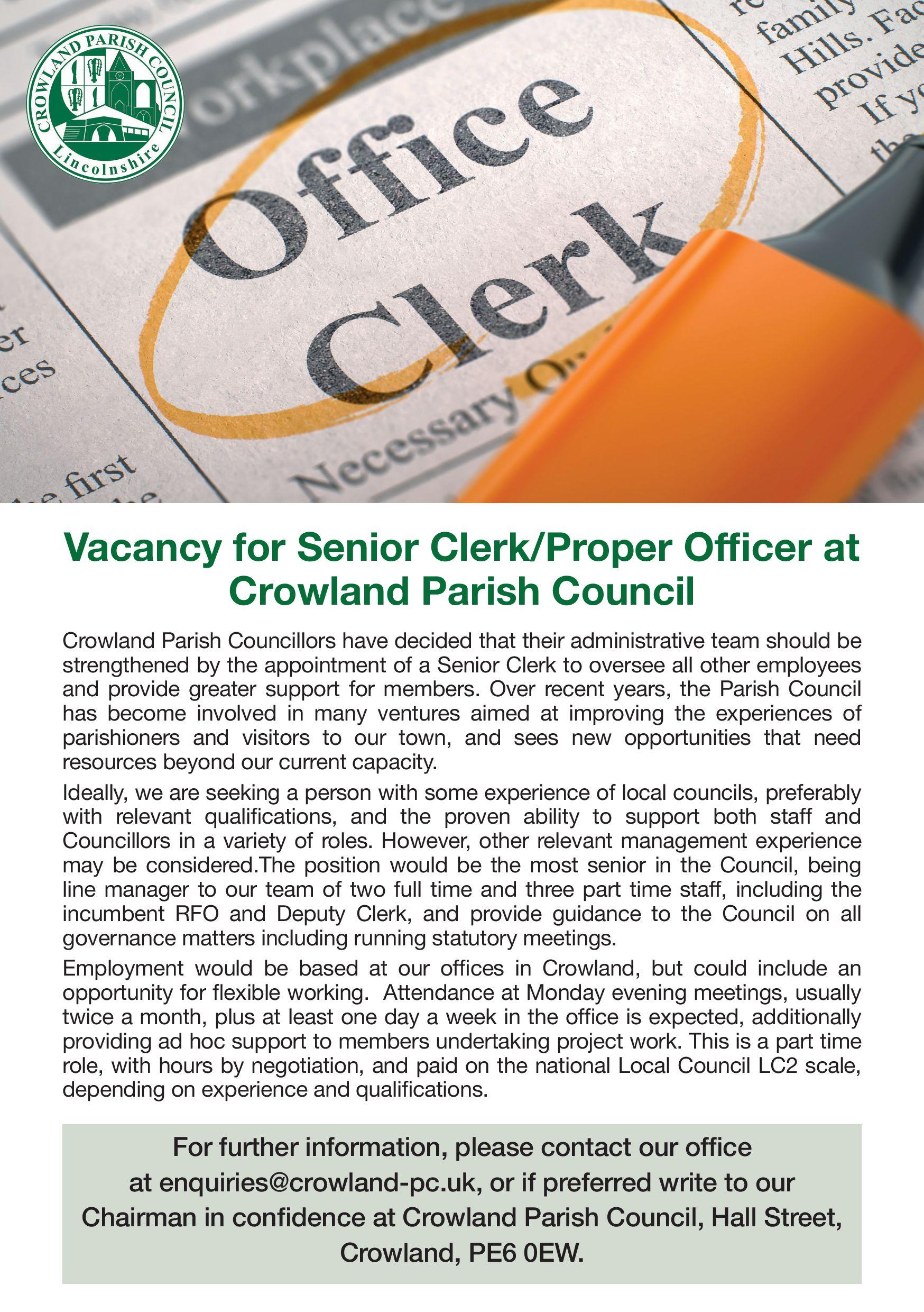 Senior clerk advert